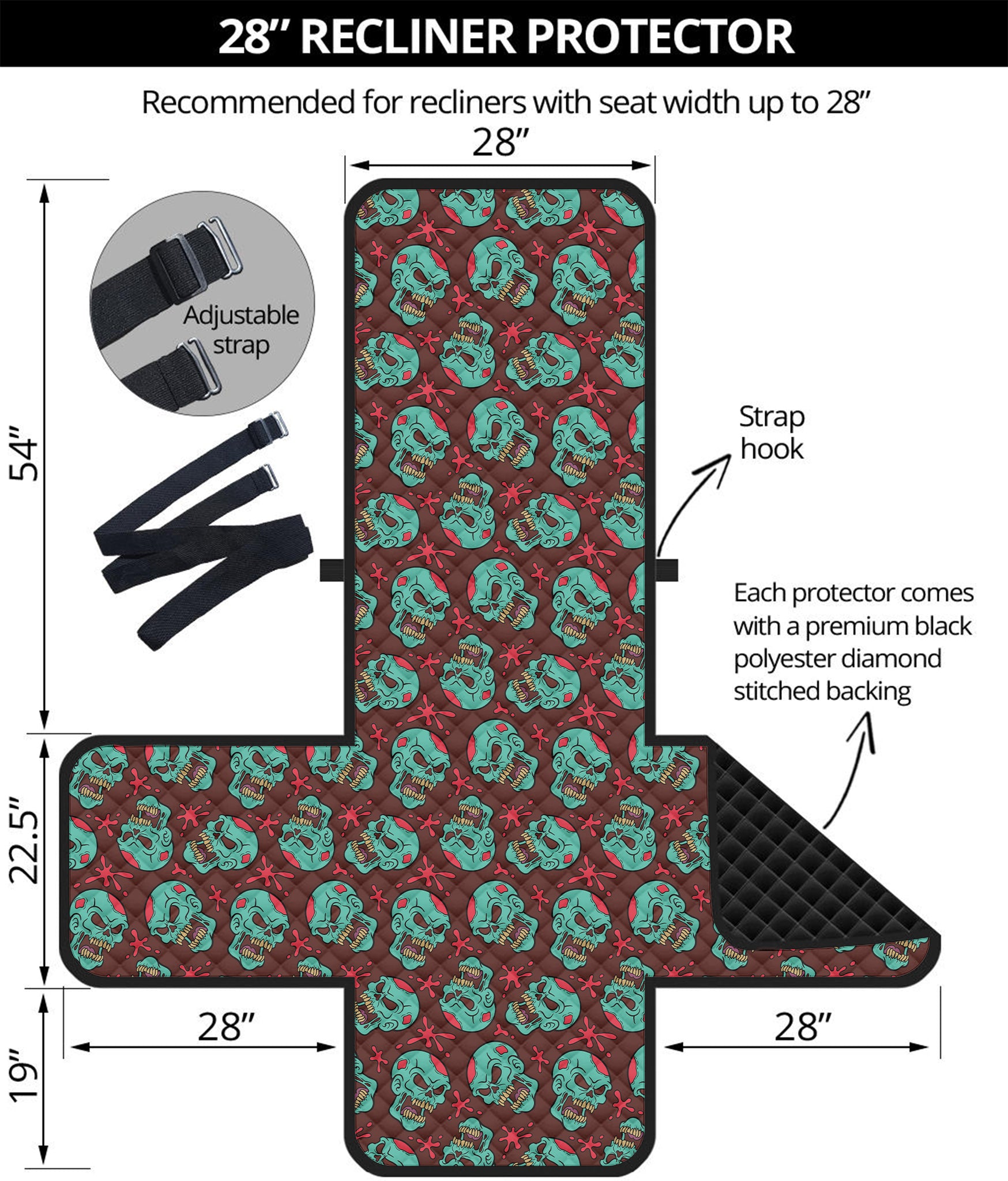 Bloody Zombie Pattern Print Recliner Protector