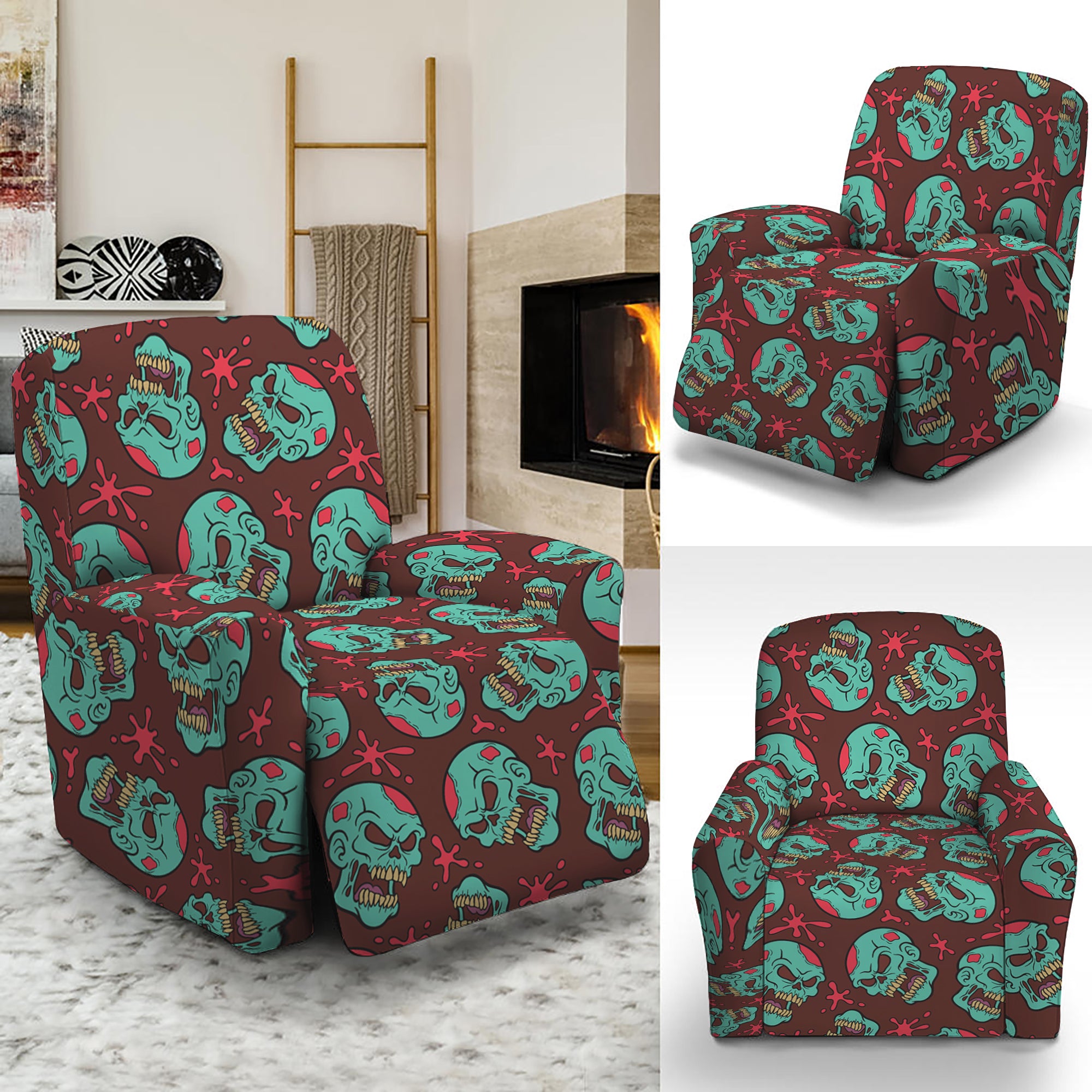 Bloody Zombie Pattern Print Recliner Slipcover