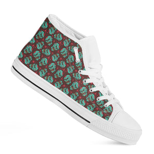 Bloody Zombie Pattern Print White High Top Shoes