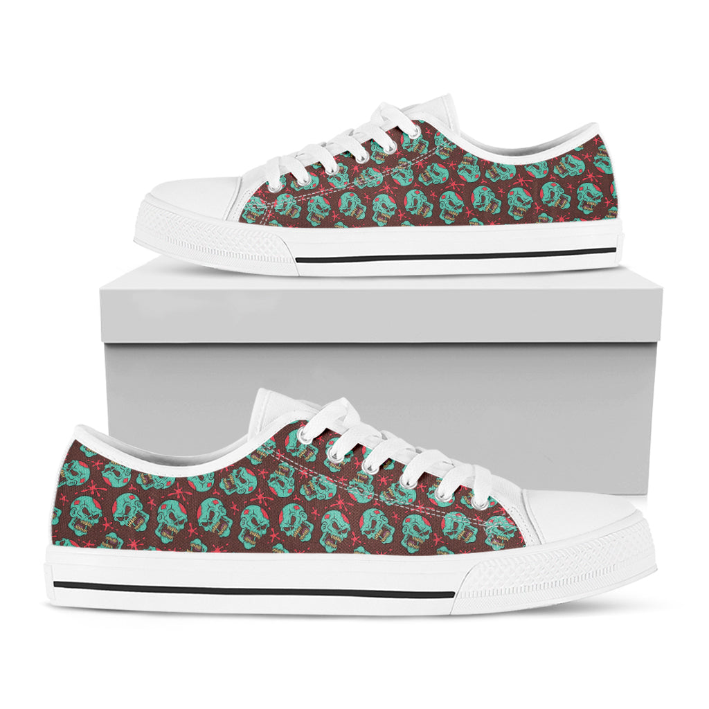 Bloody Zombie Pattern Print White Low Top Shoes