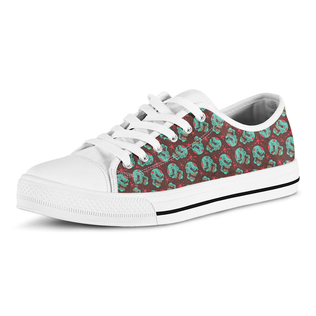 Bloody Zombie Pattern Print White Low Top Shoes