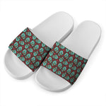 Bloody Zombie Pattern Print White Slide Sandals