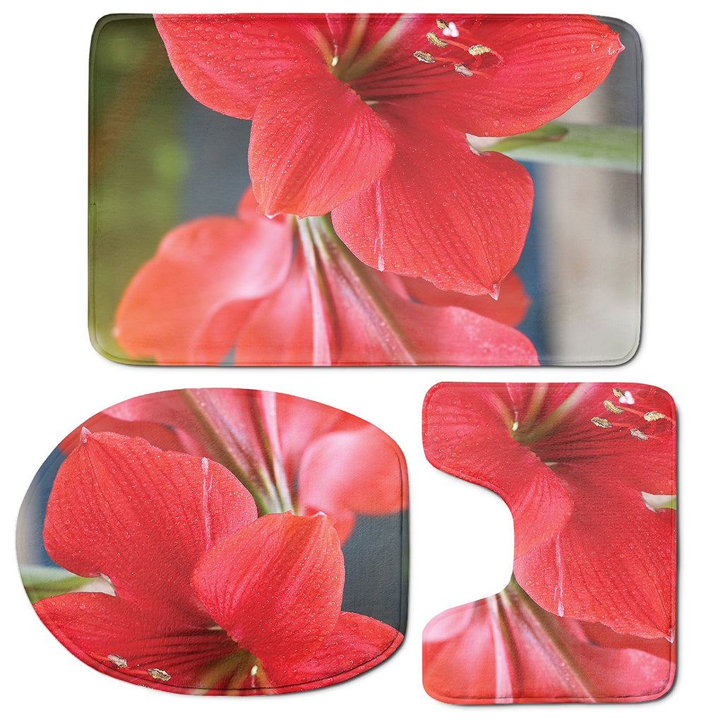 Blooming Amaryllis Print 3 Piece Bath Mat Set