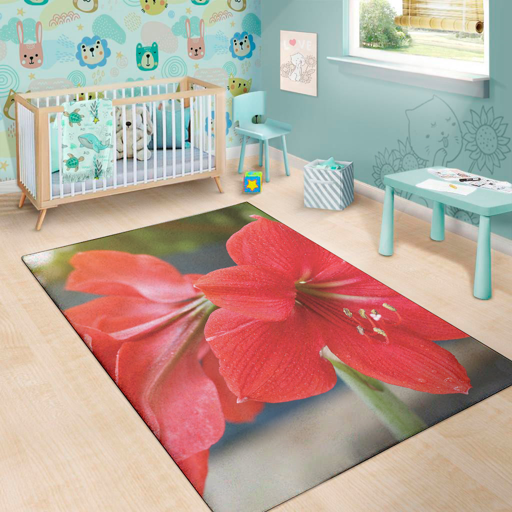 Blooming Amaryllis Print Area Rug