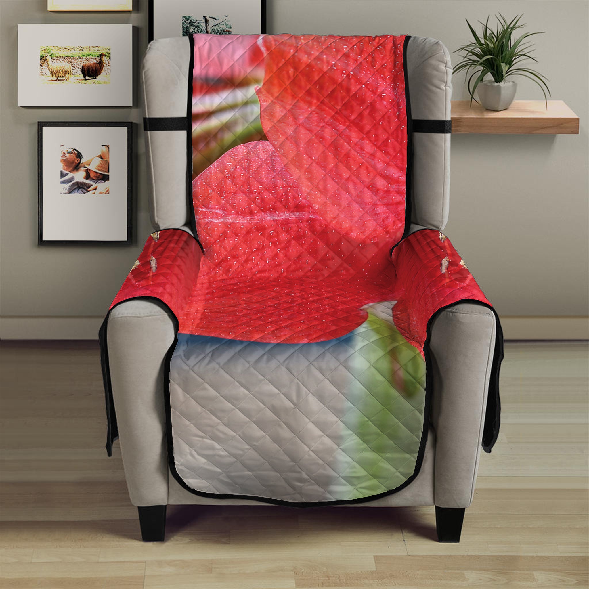 Blooming Amaryllis Print Armchair Protector