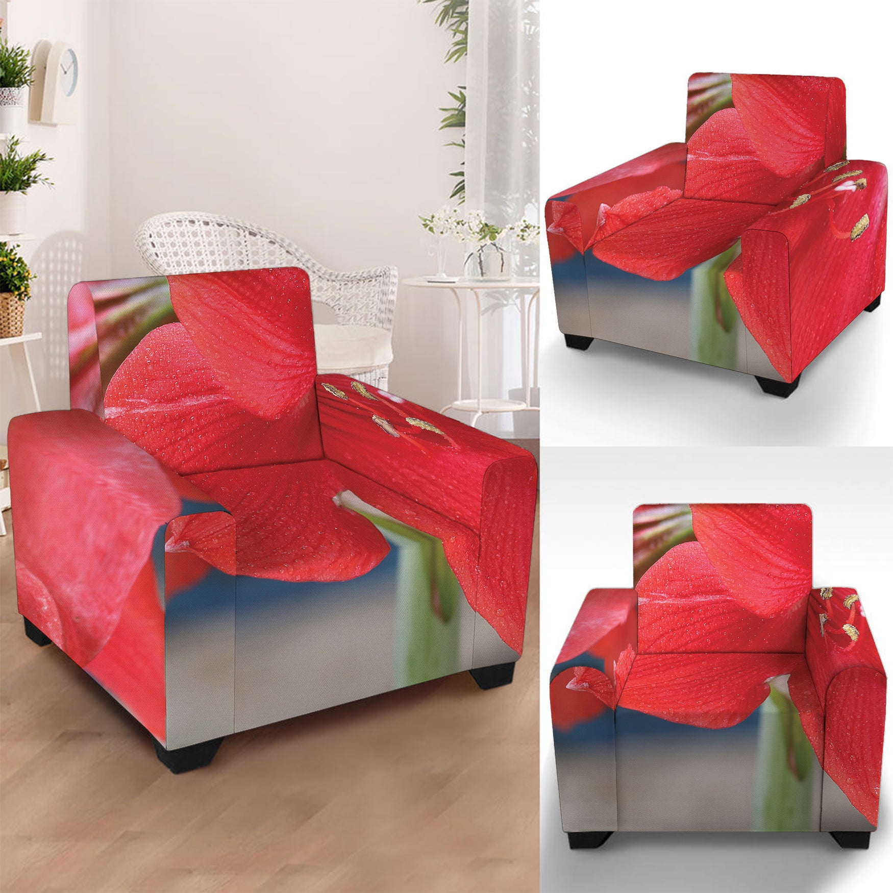 Blooming Amaryllis Print Armchair Slipcover