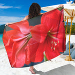 Blooming Amaryllis Print Beach Sarong Wrap