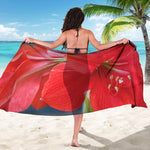 Blooming Amaryllis Print Beach Sarong Wrap