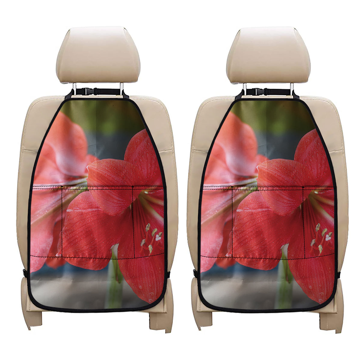 Blooming Amaryllis Print Car Seat Organizers