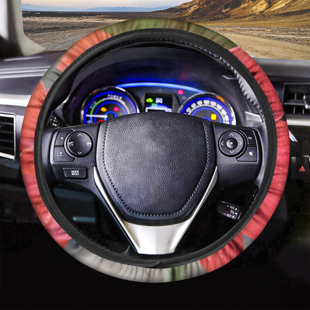 Blooming Amaryllis Print Car Steering Wheel Cover