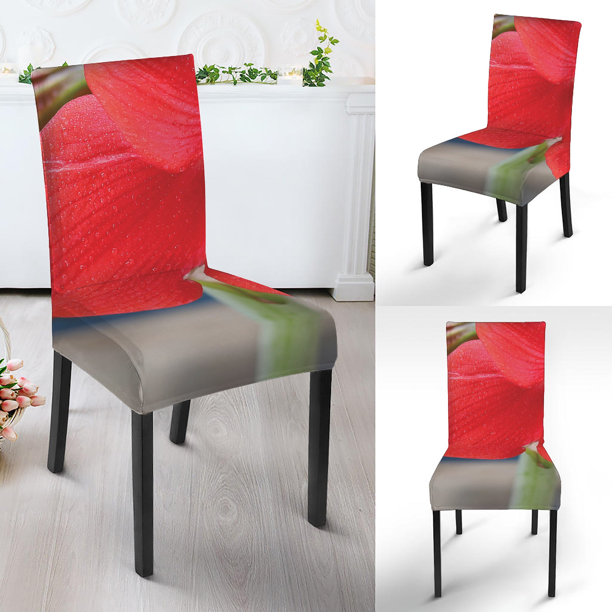 Blooming Amaryllis Print Dining Chair Slipcover