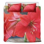 Blooming Amaryllis Print Duvet Cover Bedding Set
