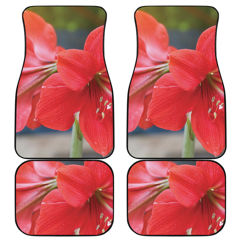 Blooming Amaryllis Print Front and Back Car Floor Mats