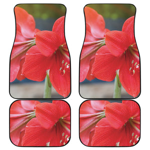 Blooming Amaryllis Print Front and Back Car Floor Mats