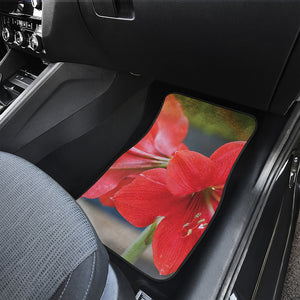 Blooming Amaryllis Print Front and Back Car Floor Mats