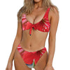 Blooming Amaryllis Print Front Bow Tie Bikini