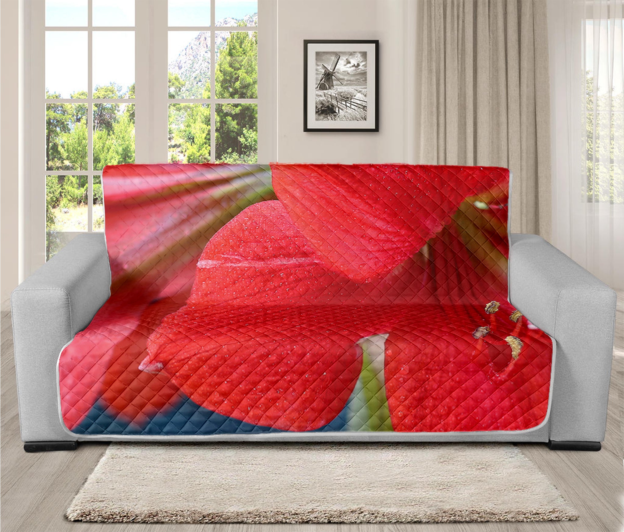 Blooming Amaryllis Print Futon Protector