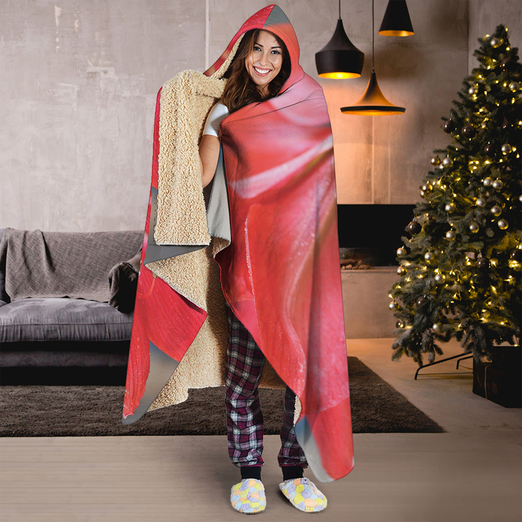 Blooming Amaryllis Print Hooded Blanket