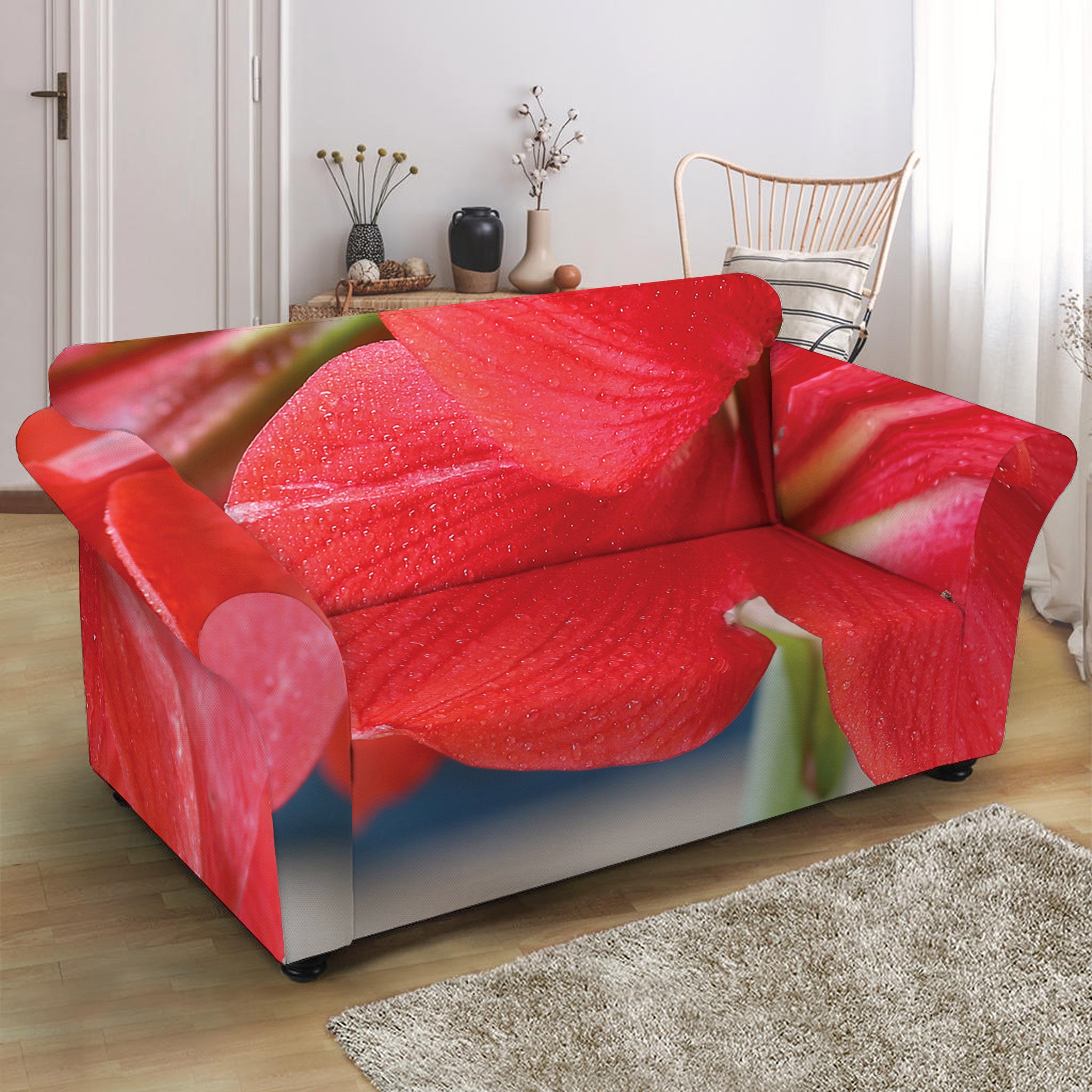 Blooming Amaryllis Print Loveseat Slipcover