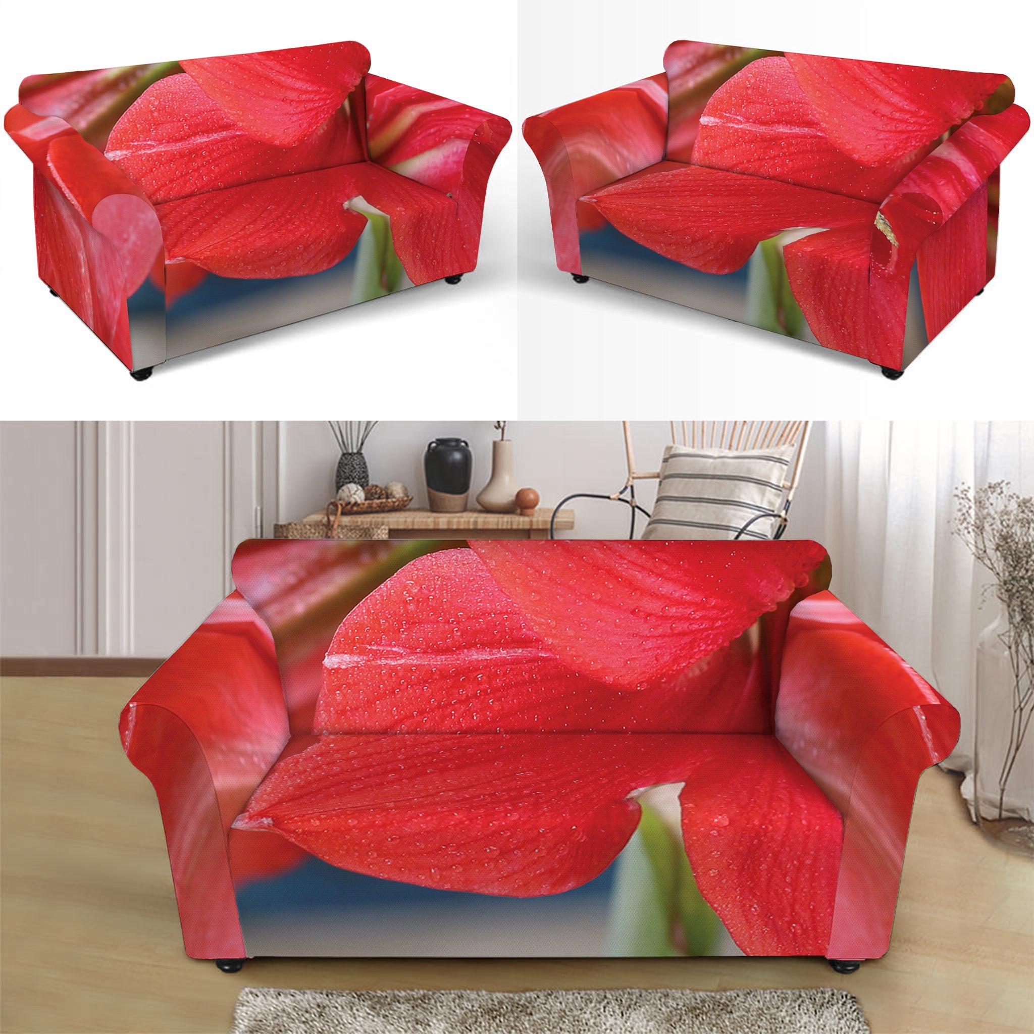 Blooming Amaryllis Print Loveseat Slipcover