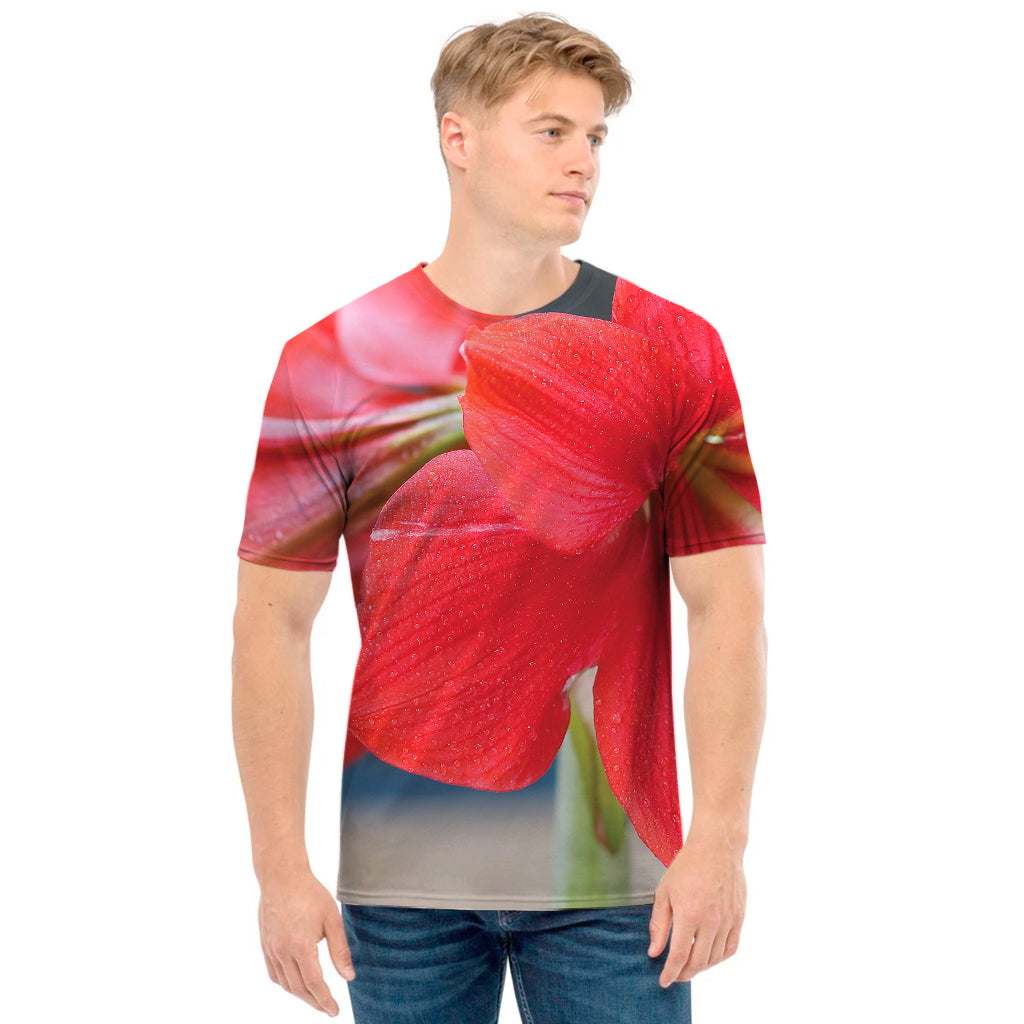 Blooming Amaryllis Print Men's T-Shirt