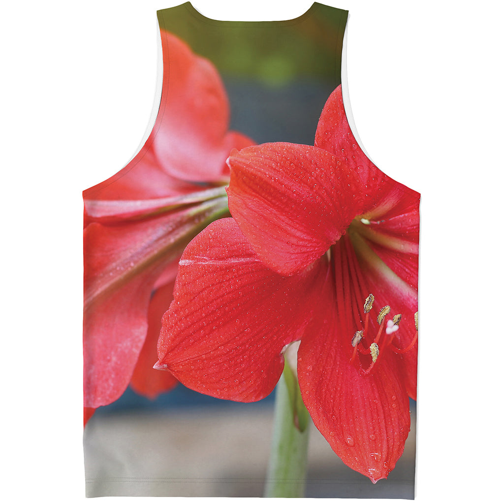 Blooming Amaryllis Print Men's Tank Top