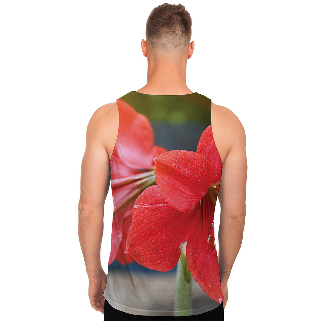 Blooming Amaryllis Print Men's Tank Top