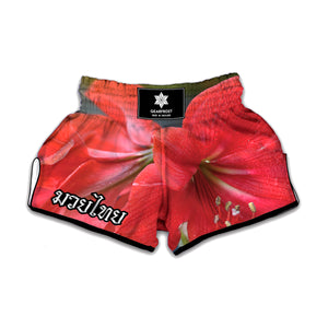 Blooming Amaryllis Print Muay Thai Boxing Shorts