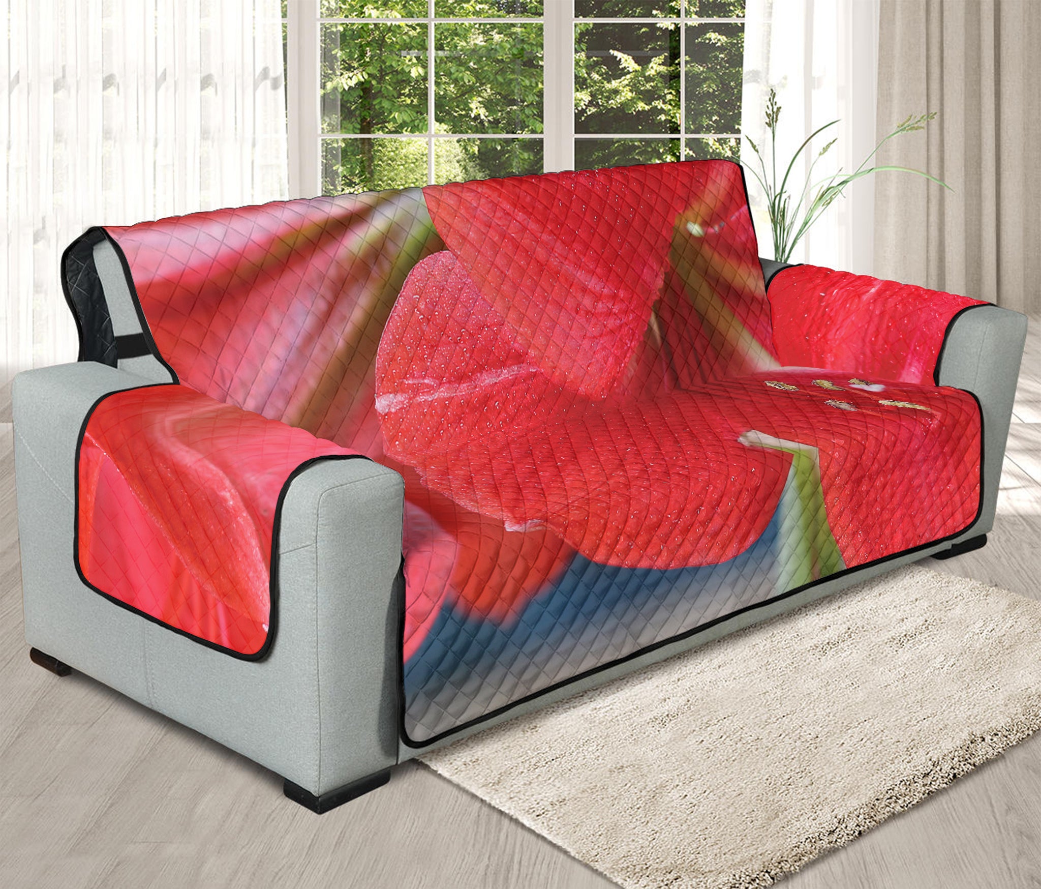 Blooming Amaryllis Print Oversized Sofa Protector