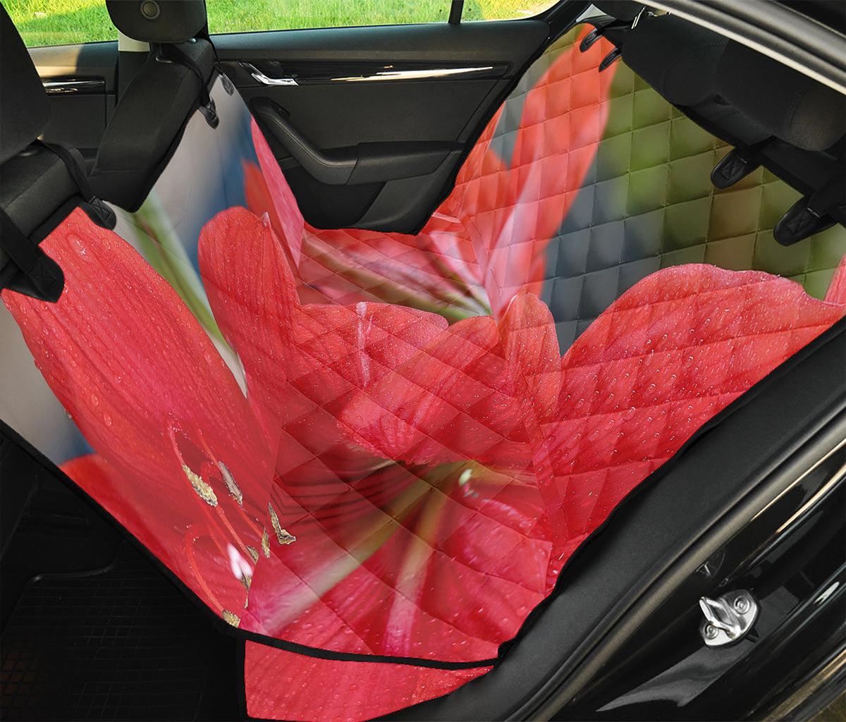 Blooming Amaryllis Print Pet Car Back Seat Cover