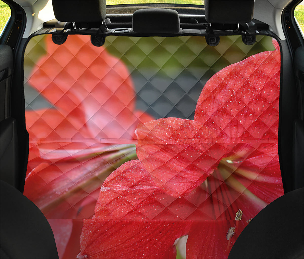 Blooming Amaryllis Print Pet Car Back Seat Cover