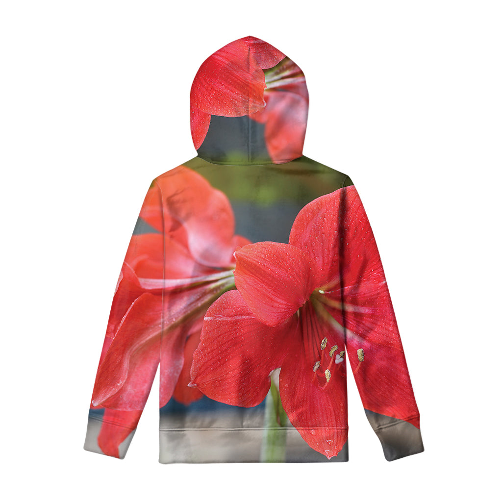 Blooming Amaryllis Print Pullover Hoodie