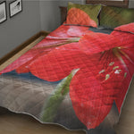 Blooming Amaryllis Print Quilt Bed Set