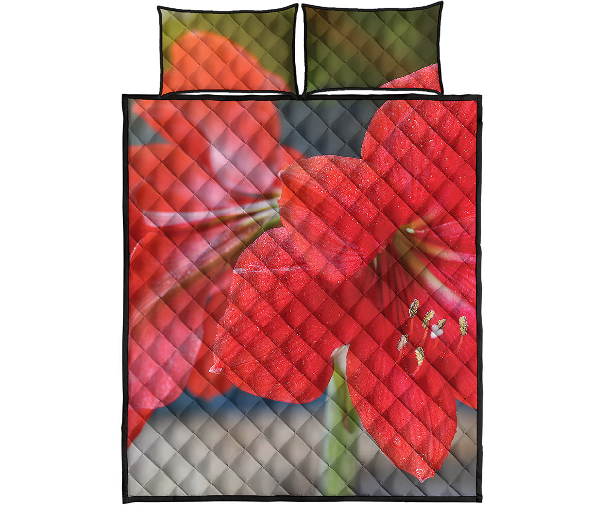 Blooming Amaryllis Print Quilt Bed Set