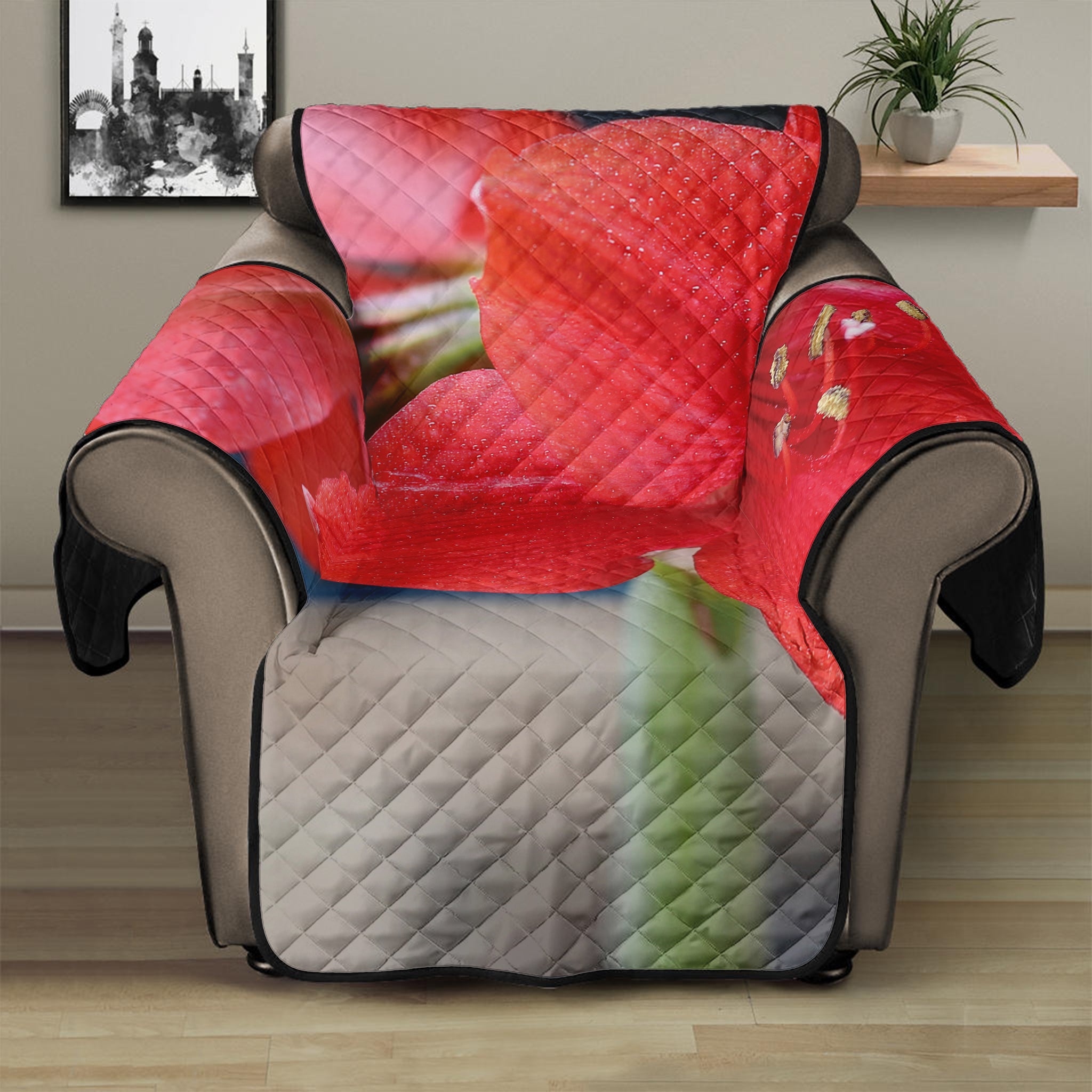 Blooming Amaryllis Print Recliner Protector