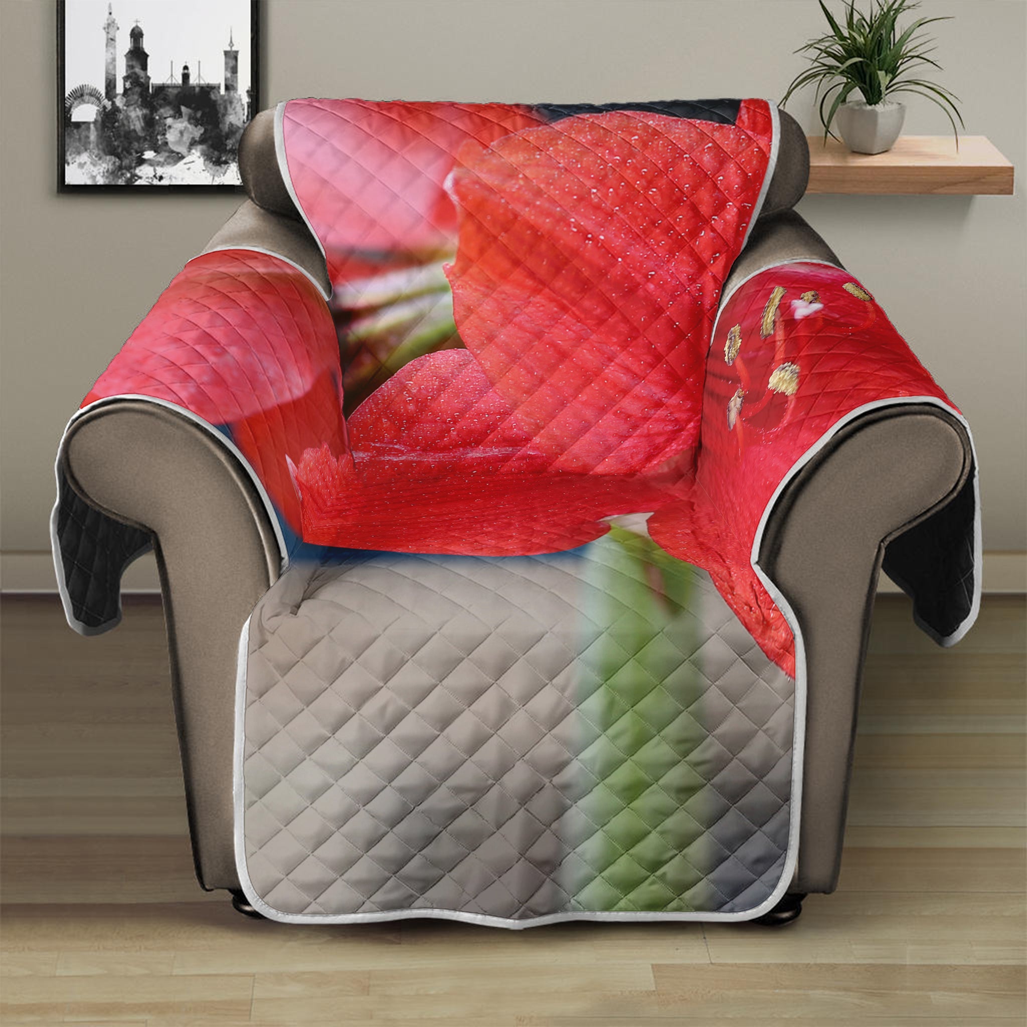 Blooming Amaryllis Print Recliner Protector