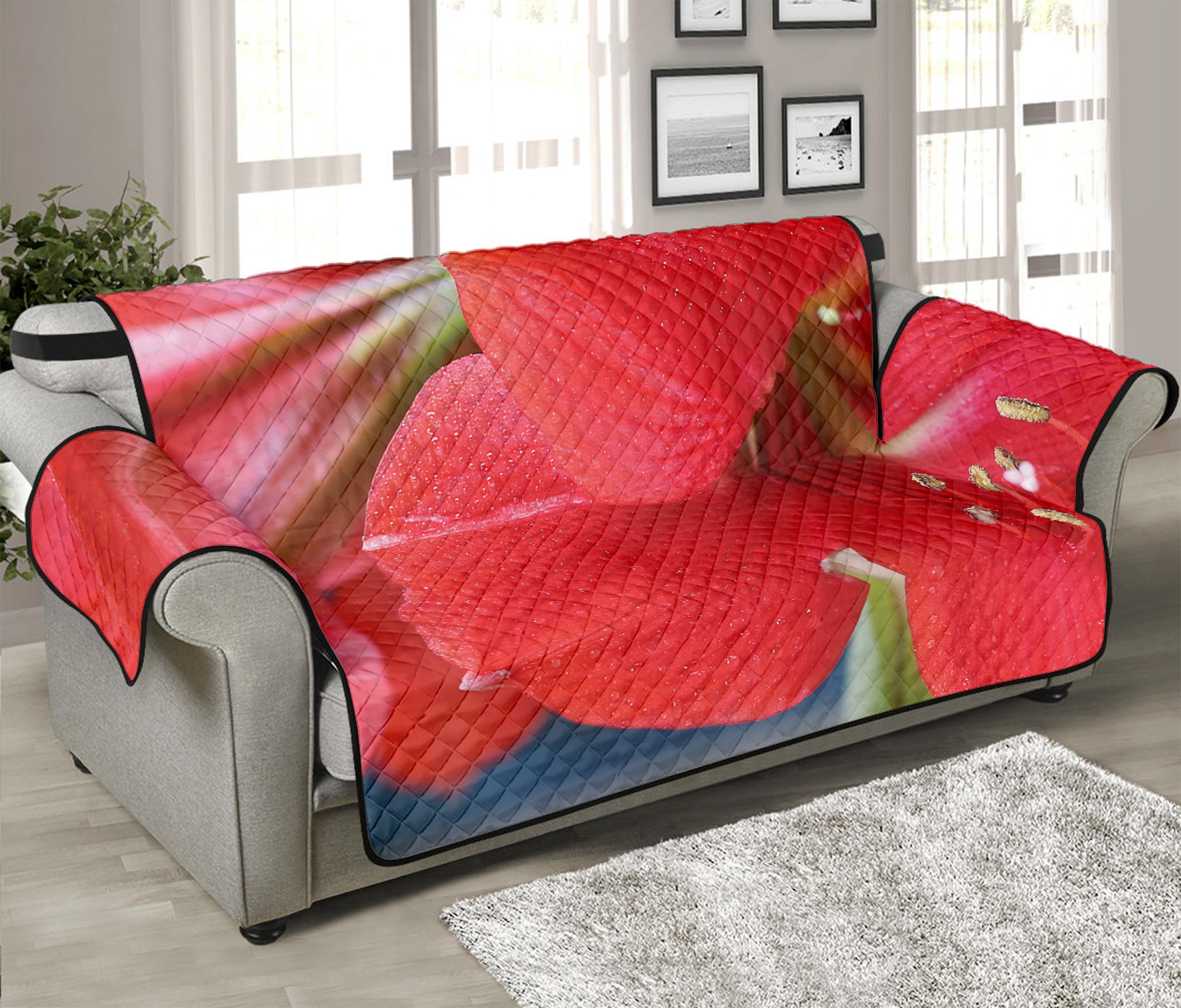 Blooming Amaryllis Print Sofa Protector