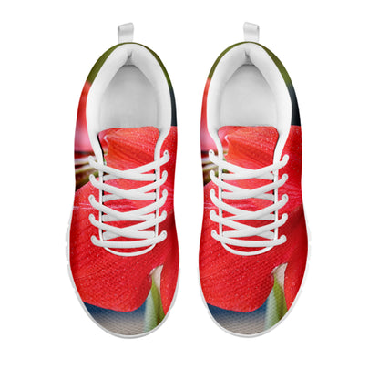 Blooming Amaryllis Print White Sneakers