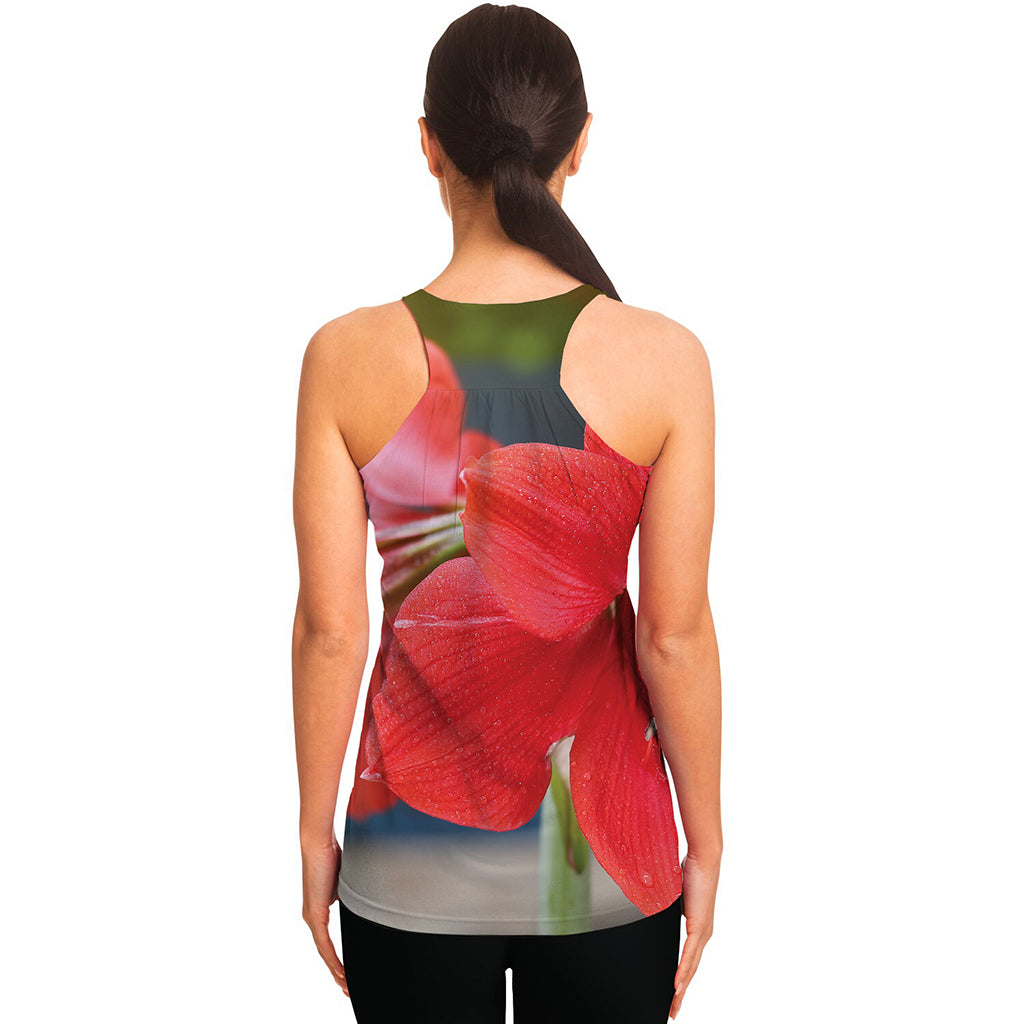 Blooming Amaryllis Print Women's Racerback Tank Top