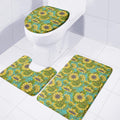 Blooming Sunflower Pattern Print 3 Piece Bath Mat Set