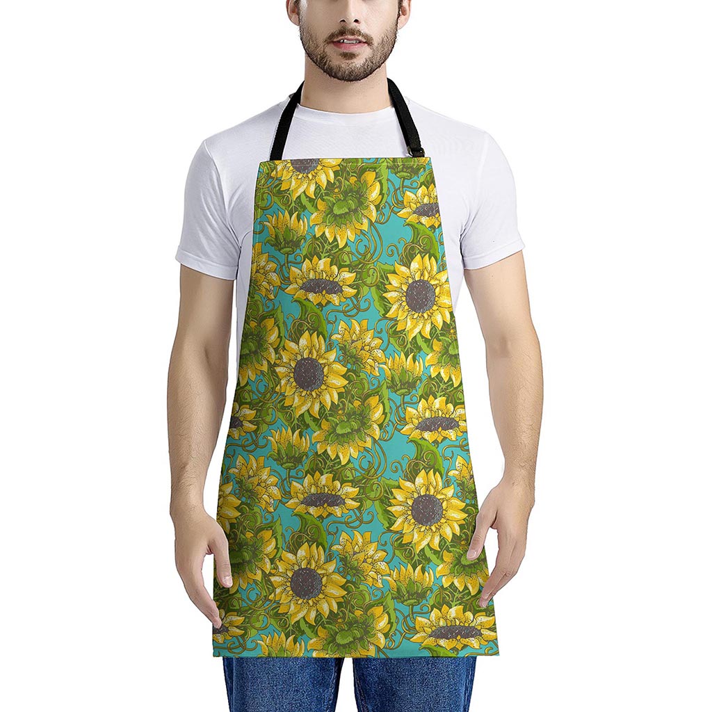 Blooming Sunflower Pattern Print Apron