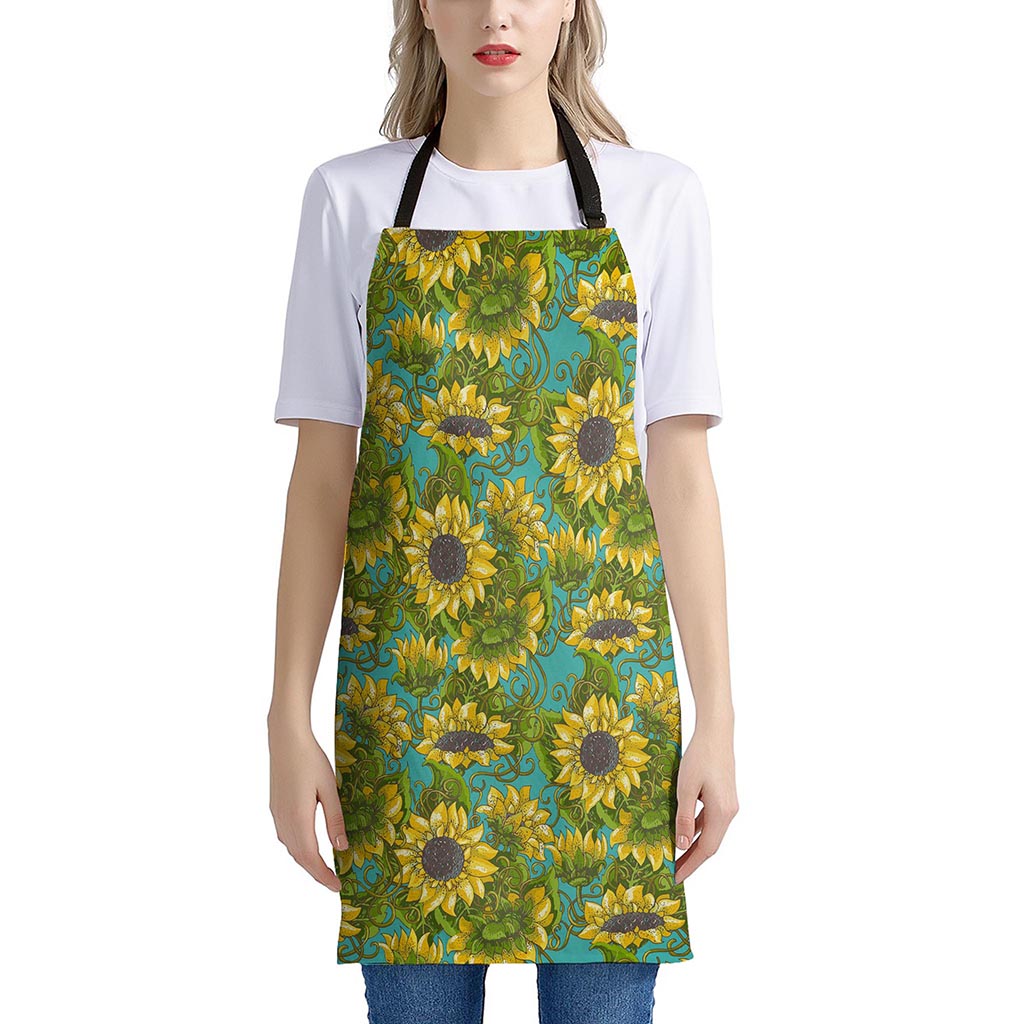 Blooming Sunflower Pattern Print Apron