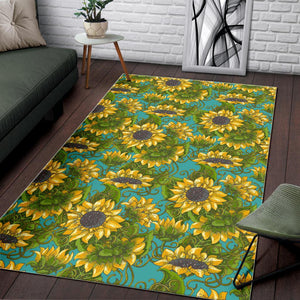 Blooming Sunflower Pattern Print Area Rug GearFrost