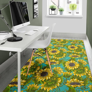 Blooming Sunflower Pattern Print Area Rug GearFrost