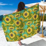 Blooming Sunflower Pattern Print Beach Sarong Wrap