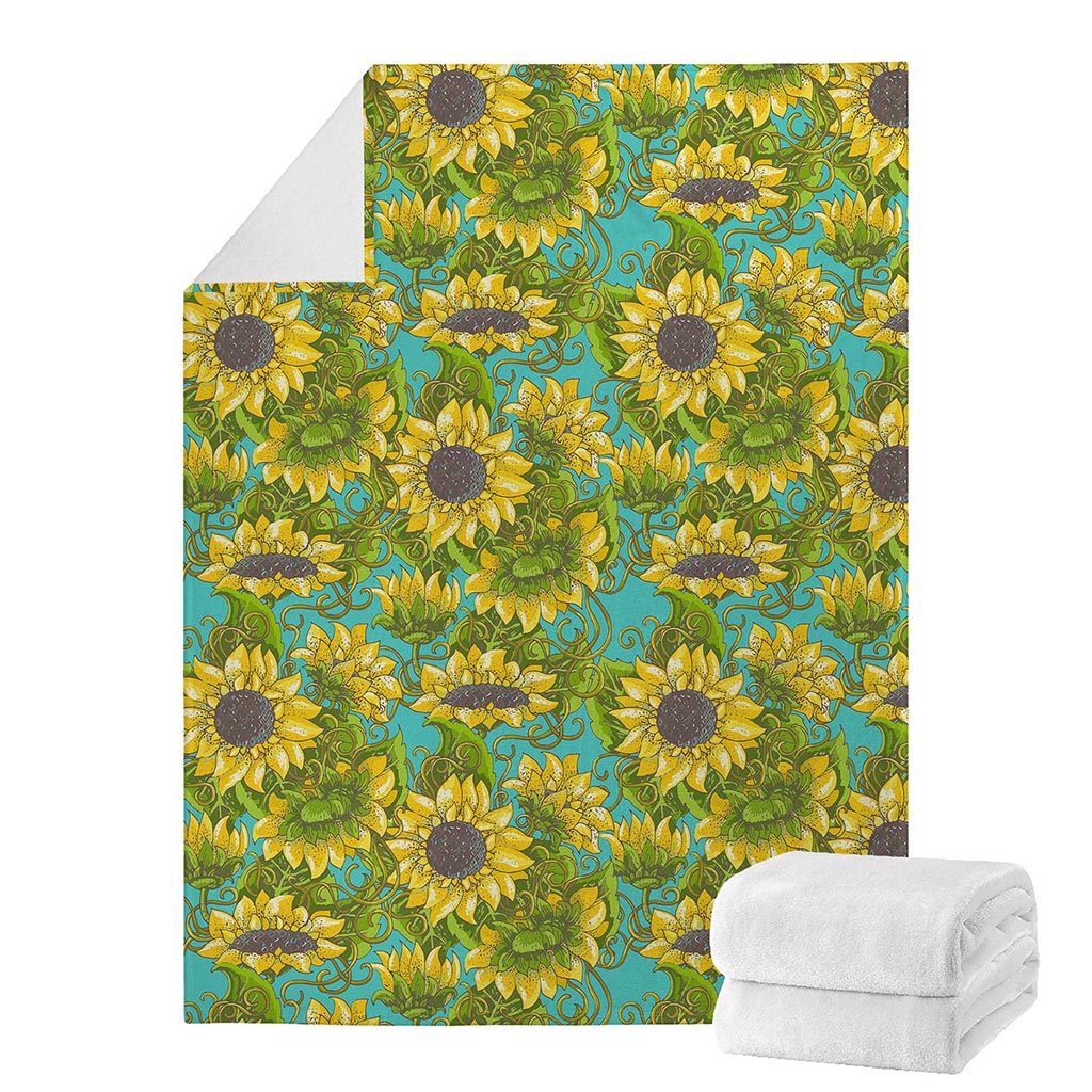 Blooming Sunflower Pattern Print Blanket