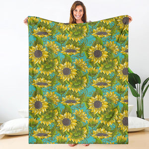 Blooming Sunflower Pattern Print Blanket