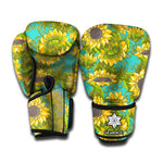 Blooming Sunflower Pattern Print Boxing Gloves