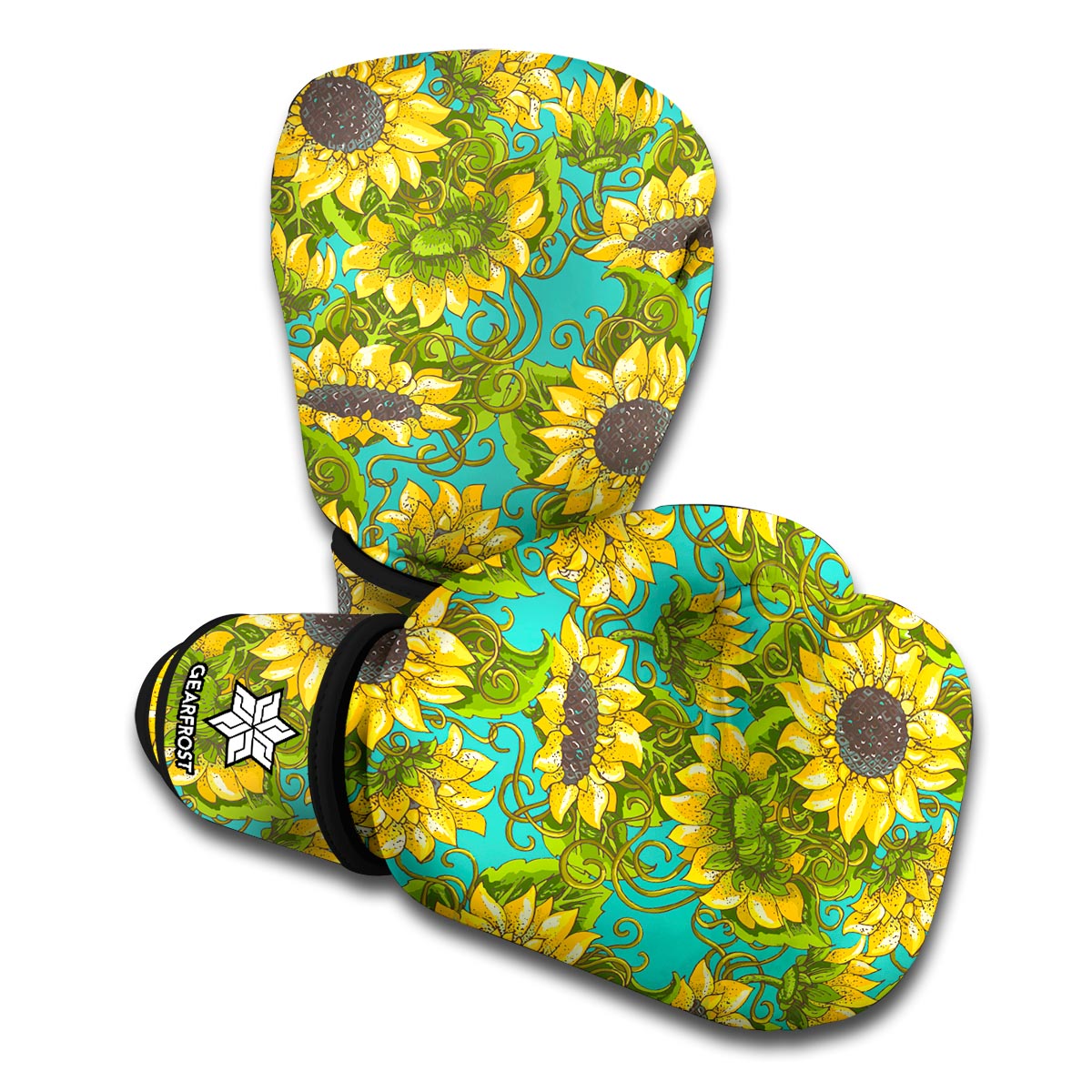 Blooming Sunflower Pattern Print Boxing Gloves