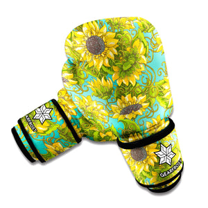 Blooming Sunflower Pattern Print Boxing Gloves